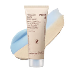 Innisfree Volcanic Swirl mask shows dual-chamber swirl for exfoliation and hydration