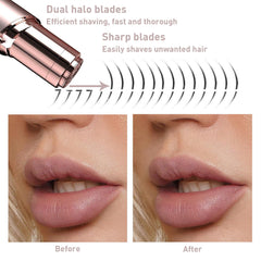 innobeaut facial hair remover in use on upper lip for painless trim