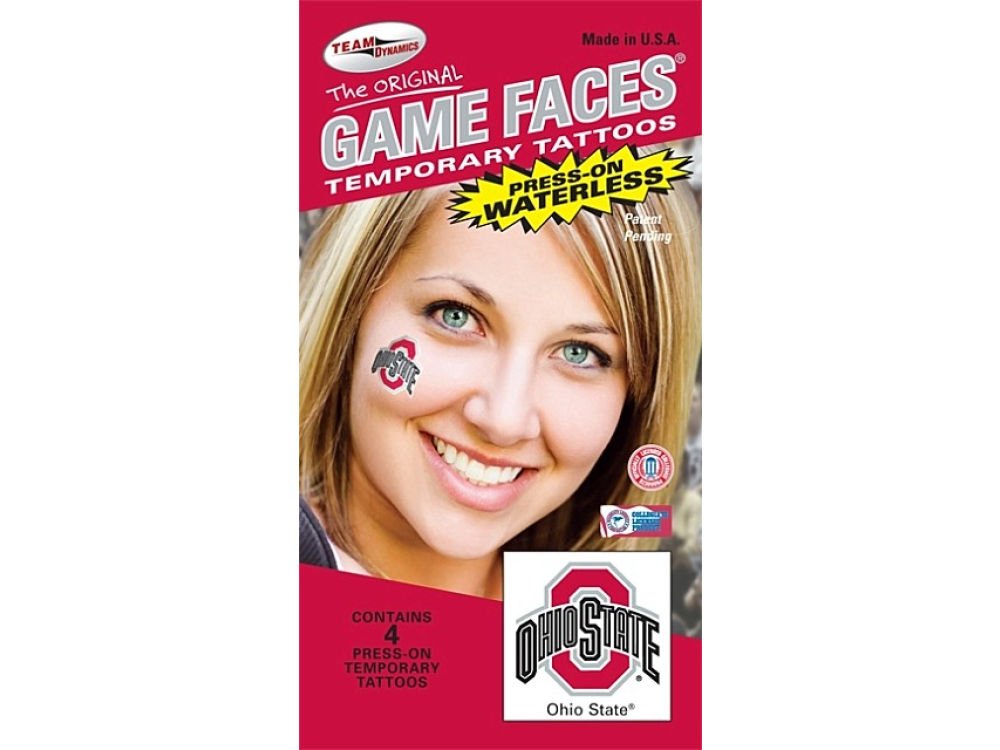 Innovative Adhesives NCAA Ohio State Buckeyes waterless tattoos pack for long-lasting fan customization.