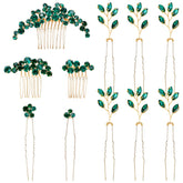 inSowni emerald-green headpiece side combs add subtle bridal sparkle for updos