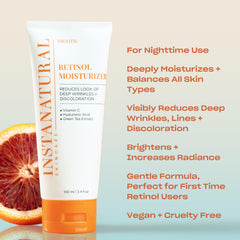 InstaNatural Retinol Moisturizer texture-swirl shows creamy nighttime formula for use.