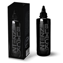 Intenze Black Label tattoo ink 8oz bottle – front view, professional-grade color for precise linework.