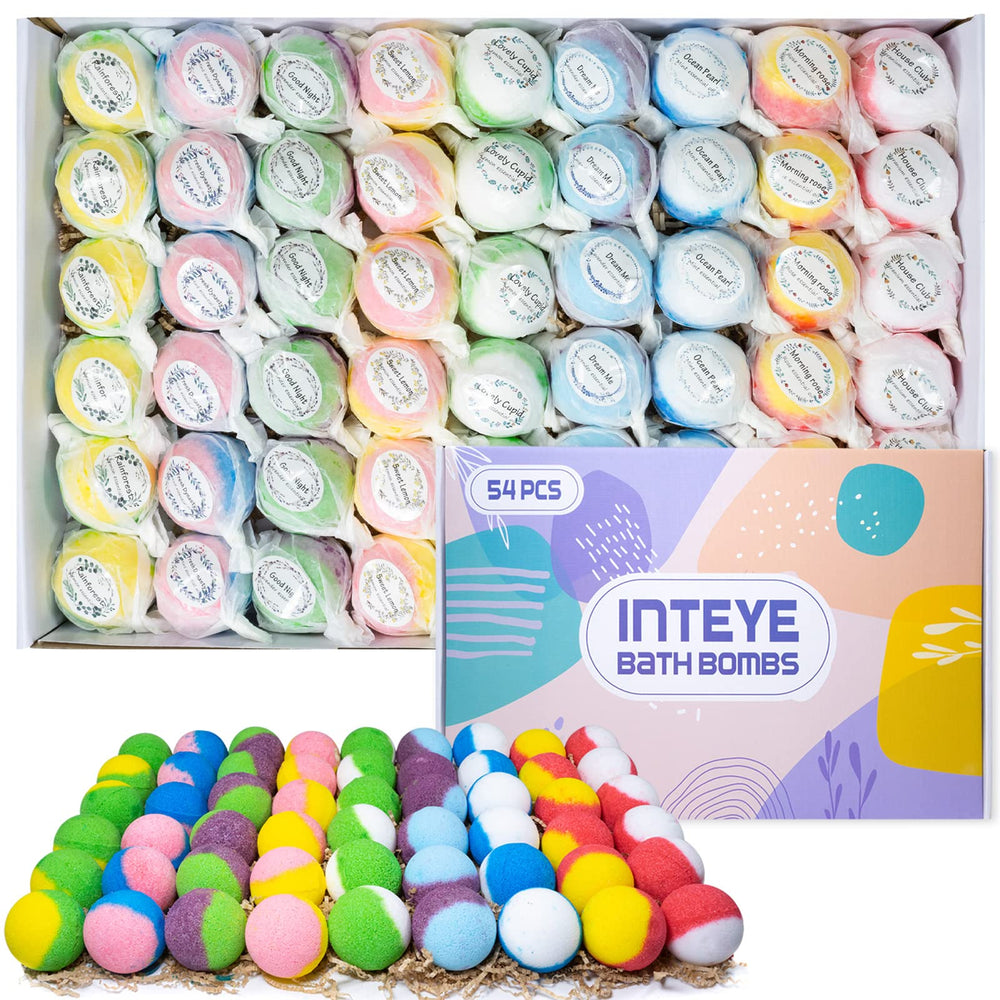 INTEYE Luxury Bath Bombs Gift Box shows premium self-care gifting on a shelf.