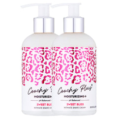IntiMD Coochy Plus bottle shows moisturizing formula for intimate shaving.