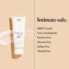 IntiMD Coochy Plus ingredients image showcases jojoba, avocado, aloe, shea, maca root.