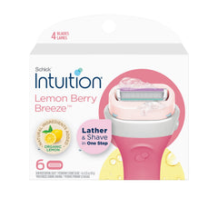 INTUITION Lemon Berry Breeze refill cartridge front view for smooth shaves and built-in moisturizing bar.