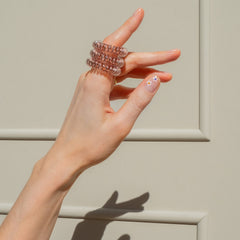 invisibobble Original Time to Shine Bronze Me Pretty worn with bun for smooth look