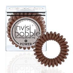 invisibobble Power Traceless Pretzel Brown coil close-up shows strong grip for active wear