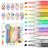 IONSGAKO 12 colors nail art pens set swatches show vibrant designs for patterns