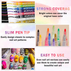 IONSGAKO quick-dry waterproof nail art pens deliver long-lasting color on nails.