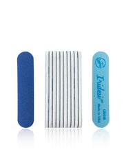Iridesi mini blue nail files pack front for on-the-go manicures.