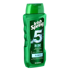 Irish Spring 5-in-1 pack of 2 bottles emphasizes value and practical routine.