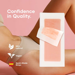 Irreshine wax strips used on bikini area for precise, comfortable removal