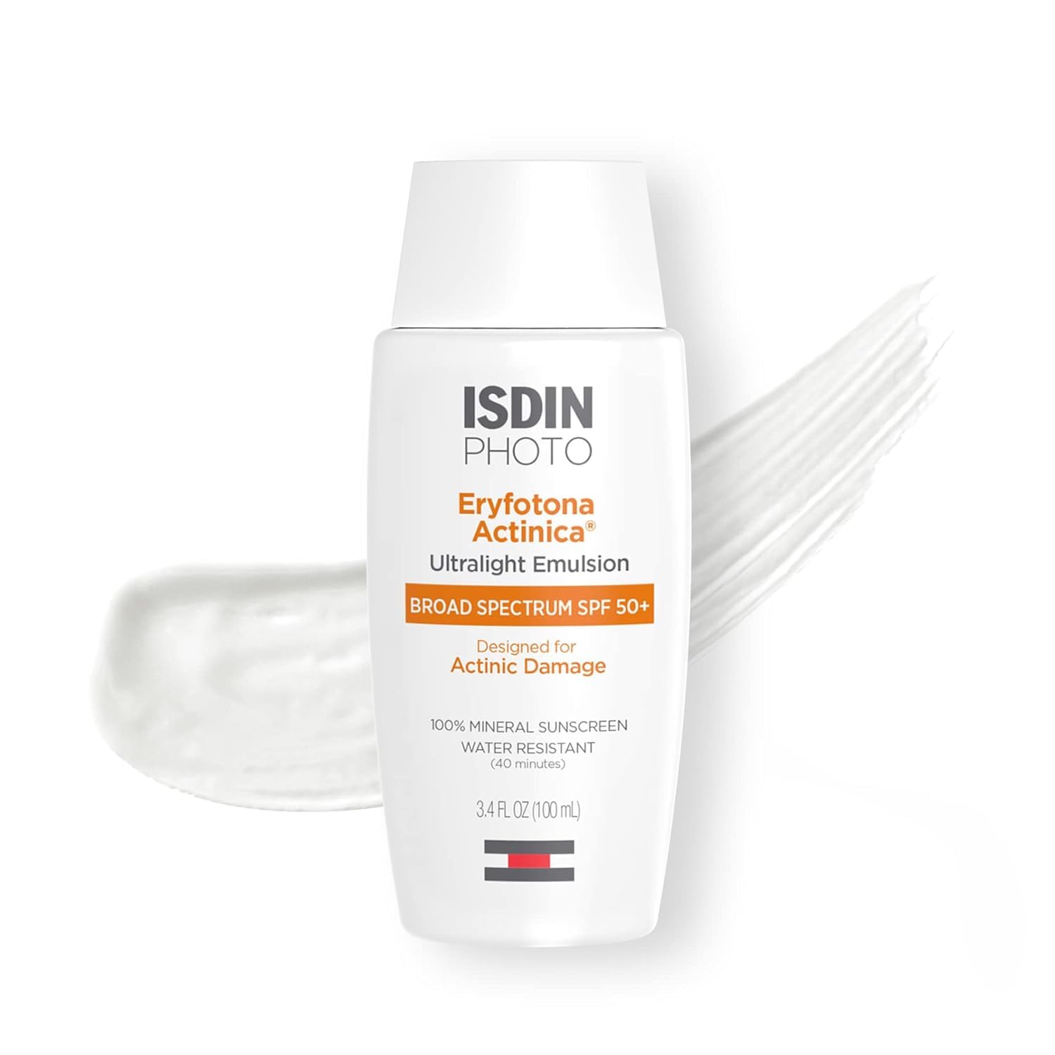 ISDIN Eryfotona Actinica bottle close-up showing ultralight mineral sunscreen for daily protection