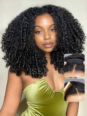 ISEE half wig kinky-curly texture closeup shows bouncy natural curls.