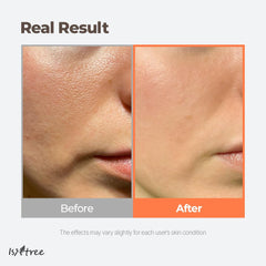 ISNTREE green tea fresh toner on cotton pad for gentle application.