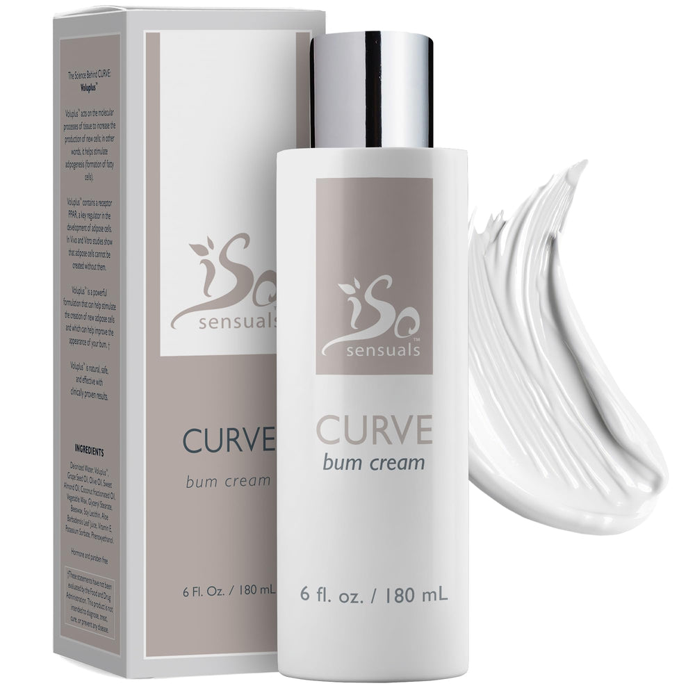 IsoSensuals Curve Butt Cream bottle closeup for daily nourishment and potential firming.