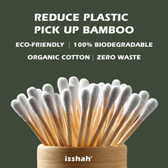 Isshah bamboo cotton swabs bamboo handle emphasizes sustainable material in daily care.