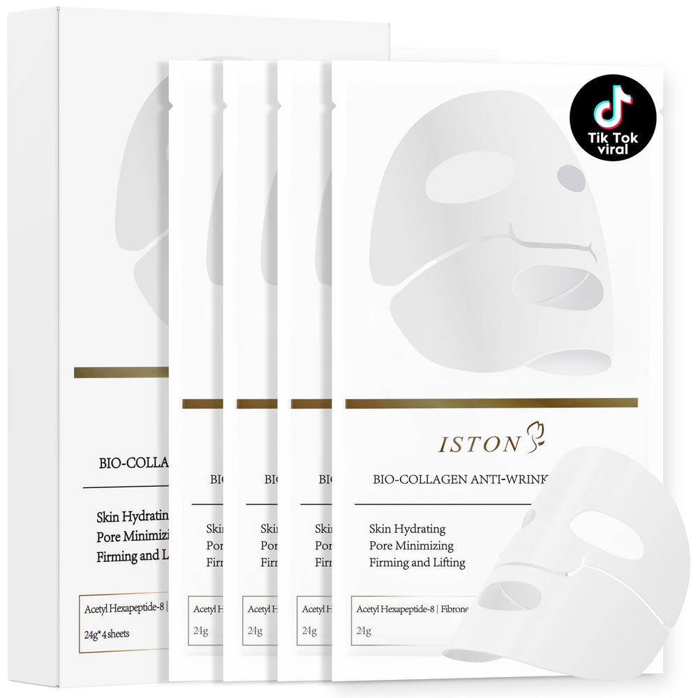 ISTON 4 Pack Collagen Face Mask pack demonstrates a convenient multi-pack for daily hydration