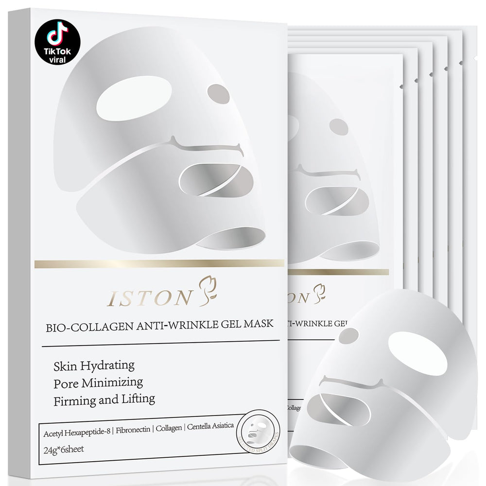 ISTON bio-collagen mask pack 6-pack ready for enhanced collagen absorption.