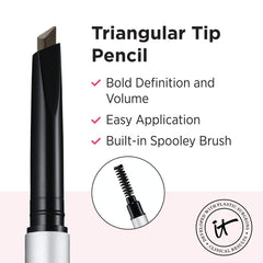 IT Cosmetics Brow PowerFULL wide-side application for fullness and smooth color.
