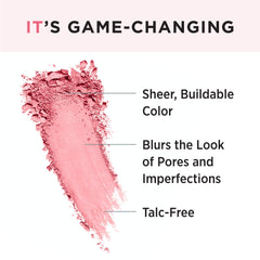 IT Cosmetics Bye Bye Pores Blush applied to cheek showing lift and natural glow.
