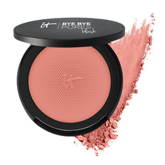 IT Cosmetics Bye Bye Pores Blush swatch shows sheer, buildable color and pore diffusion