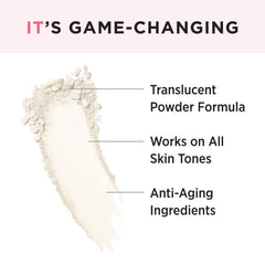 IT Cosmetics Bye Bye Pores universal translucent swatch demonstrates shade-free, on-all-skin-tone results