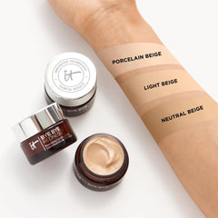 IT Cosmetics Bye Bye Redness brush application demonstrating easy blending on skin.