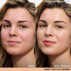 IT Cosmetics Bye Bye Under Eye Concealer Light Tan wand application shows quick brightening coverage.
