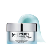 IT Cosmetics Bye Bye Under Eye Cream application showing hydrating effects.