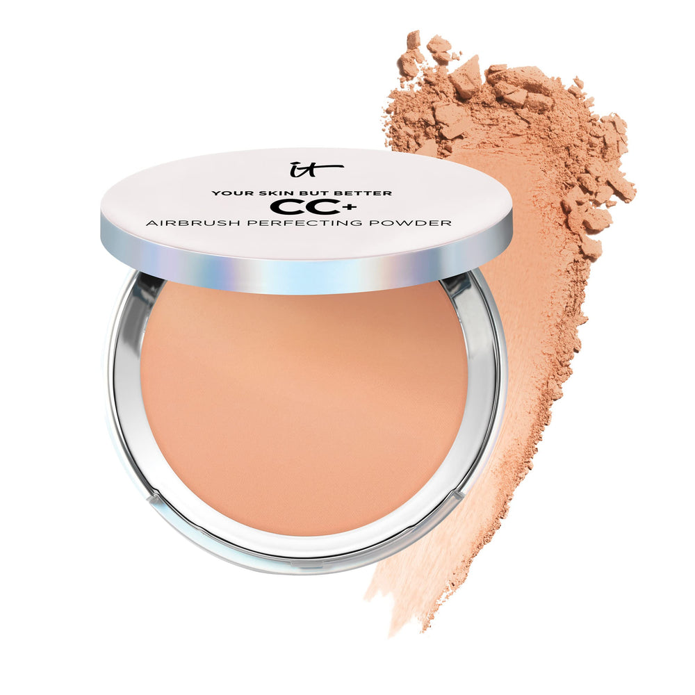 IT Cosmetics CC+ Airbrush Powder compact open showing talc-free finish