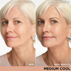 IT Cosmetics CC+ Cream Medium Cool swatch demonstrates natural, even tone.