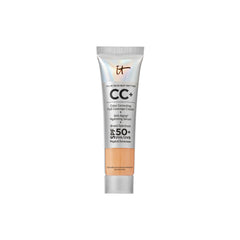 IT Cosmetics CC+ Cream Travel bottle pump with SPF 50+ sun protection.
