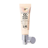 IT Cosmetics CC+ Nude Glow bottle close-up showing radiant finish and SPF 40 protection