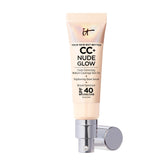 IT Cosmetics CC+ Nude Glow bottle front with SPF 40 for radiant skin.
