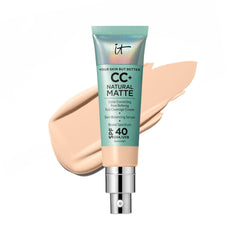 IT Cosmetics CC+ Natural Matte bottle-pump shows oil-control and SPF 40 protection