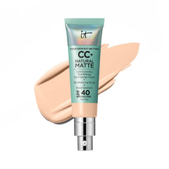 IT Cosmetics CC+ Natural Matte Fair Beige swatch showing pore-blur and natural coverage