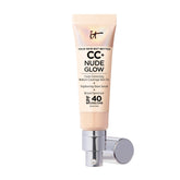 IT Cosmetics CC+ Nude Glow Light bottle close-up highlighting SPF 40 protection