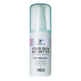 IT Cosmetics Your Skin But Better Setting Spray+ pump closeup for long-wear makeup.