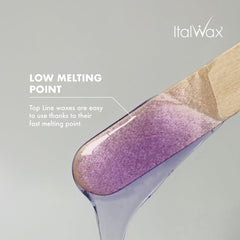 Italwax Orchid Jelly Wax fast-setting indicator signals optimal timing for removal.