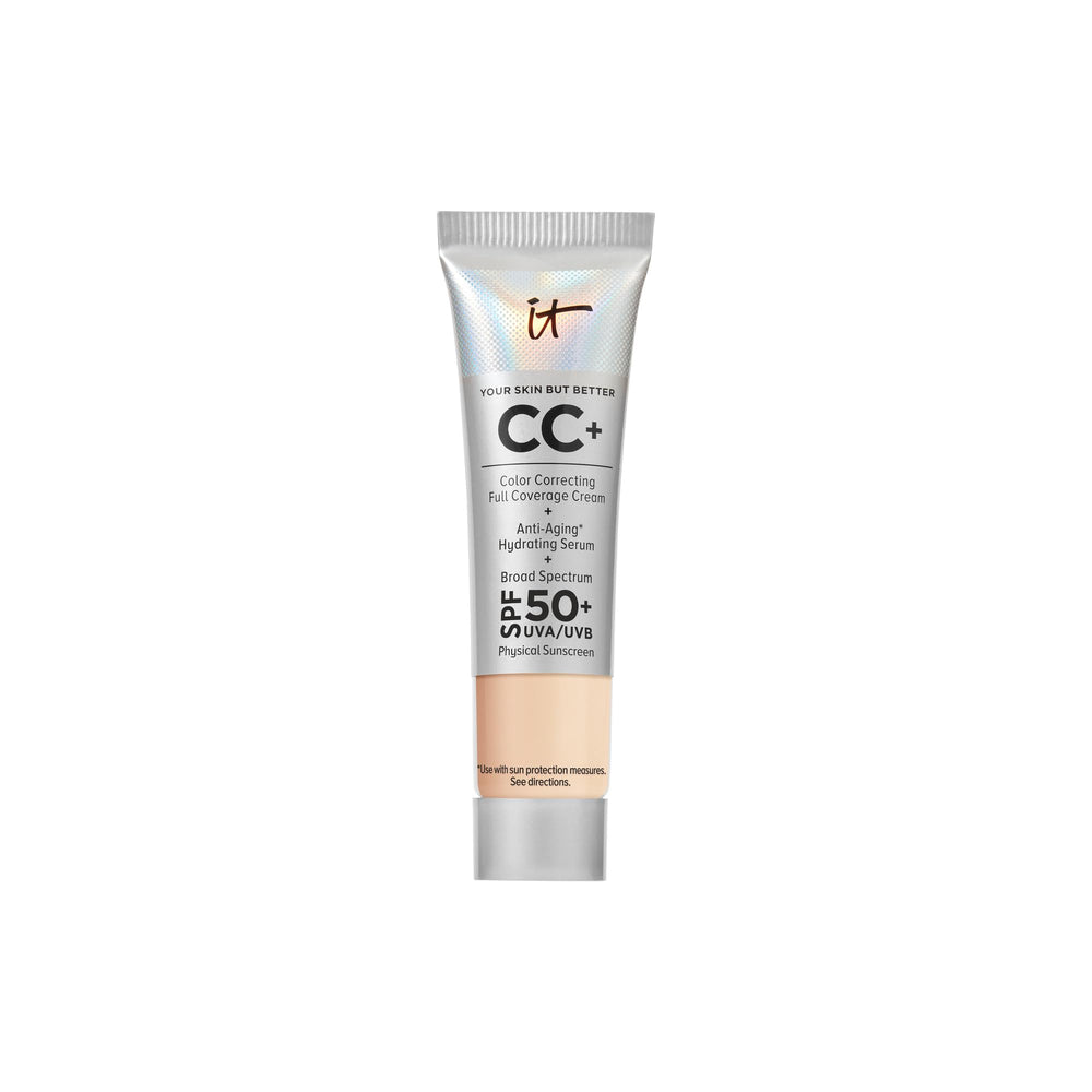 IT Cosmetics CC+ Cream Travel Light bottle with SPF 50+ for daily sun protection.