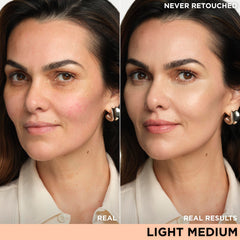 IT Cosmetics CC+ Illumination swatch on skin emphasizes color correction and glow.