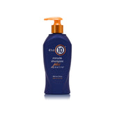 It's a 10 Haircare Miracle Shampoo Plus Keratin bottle pour shows keratin conditioning for stronger, smoother hair