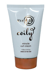 It's a 10 Coily Miracle Curl Cream bottle showing compact packaging for smooth curls
