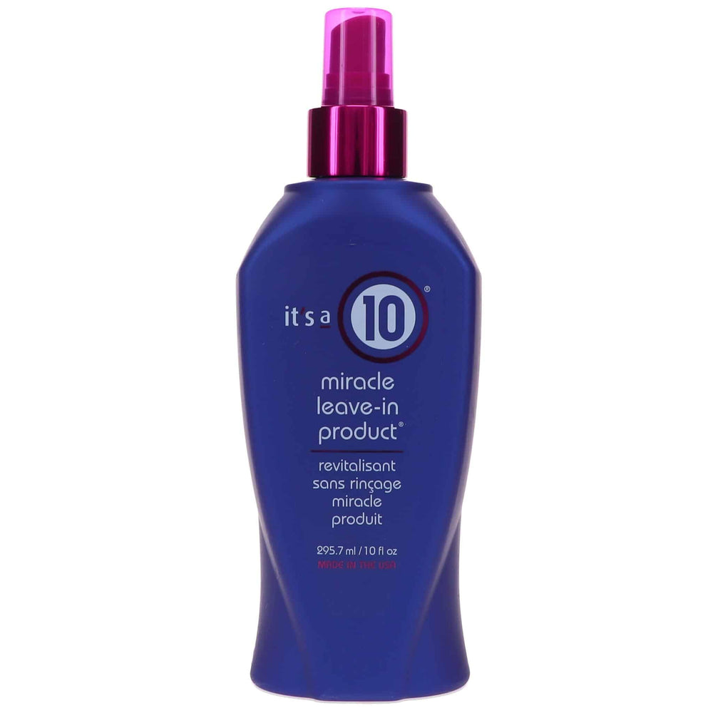 It's a 10 Haircare Miracle Leave-In bottle front for frizz control and shine.