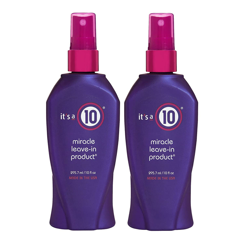 It's A 10 Haircare Miracle Leave-In Spray bottle front promotes frizz control and shine.