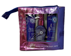 It's a 10 Miracle Originals Kit travel conditioner and leave-in bottles boosting moisture and easy styling.