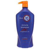 It's a 10 Haircare Miracle Shampoo Plus Keratin bottle front shows keratin infusion and sulfate-free cleansing.