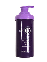 It's a 10 Haircare Silk Express Miracle Silk Conditioner bottle pour showcases easy detangling and silky hydration.